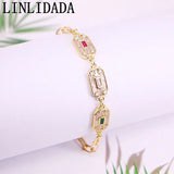 5Pcs Clear CZ Micro Pave Link Chain Bracelets Woman Jewelry