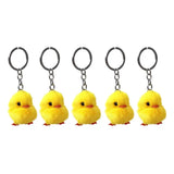 5Pcs Furry Yellow Duck Fluff Soft Chick Keychains Easter Keyring Pendant