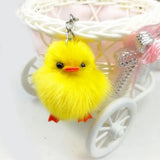 5Pcs Furry Yellow Duck Fluff Soft Chick Keychains Easter Keyring Pendant