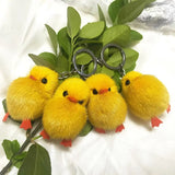 5Pcs Furry Yellow Duck Fluff Soft Chick Keychains Easter Keyring Pendant