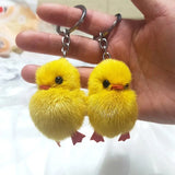 5Pcs Furry Yellow Duck Fluff Soft Chick Keychains Easter Keyring Pendant