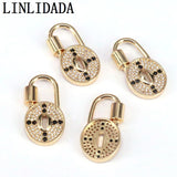 5Pcs Clear CZ Micro Pave Key Heart Lock Clasp Heart Padlock Charm