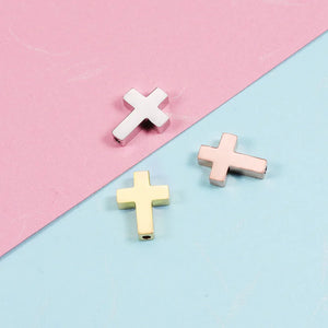 5Pcs Stainless Steel Spacer Beads Cross Charms for DIY Jewelry Making