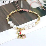 Colorful Horse Pendant Bracelet with Plated Beads and Pearls