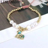 Colorful Horse Pendant Bracelet with Plated Beads and Pearls