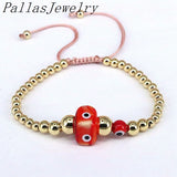 5Pcs Plated Copper Beads Braided Bracelets Eye Beaded Bracelet