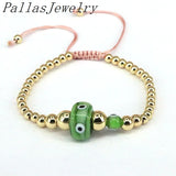 5Pcs Plated Copper Beads Braided Bracelets Eye Beaded Bracelet