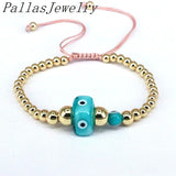 5Pcs Plated Copper Beads Braided Bracelets Eye Beaded Bracelet