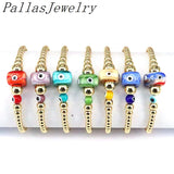 5Pcs Plated Copper Beads Braided Bracelets Eye Beaded Bracelet