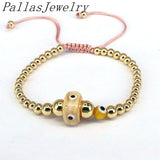 5Pcs Plated Copper Beads Braided Bracelets Eye Beaded Bracelet