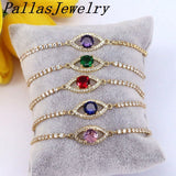 5Pcs Plated Tennis Chain Evil Eye Bracelet, CZ Eye Jewelry