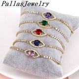 5Pcs Plated Tennis Chain Evil Eye Bracelet, CZ Eye Jewelry