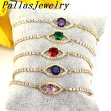 5Pcs Plated Tennis Chain Evil Eye Bracelet, CZ Eye Jewelry