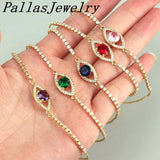 5Pcs Plated Tennis Chain Evil Eye Bracelet, CZ Eye Jewelry