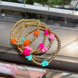 5Pcs Plated Beads Bracelet Enamel Star Moon Charm Colorful Designs Stacking
