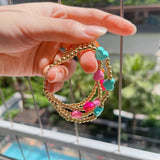 5Pcs Plated Beads Bracelet Enamel Star Moon Charm Colorful Designs Stacking