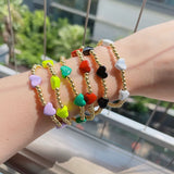 5Pcs Plated Beads Bracelet Enamel Star Moon Charm Colorful Designs Stacking
