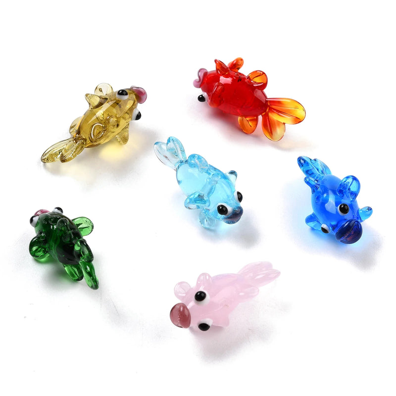 5Pcs Goldfish Lampwork Beads 3D Shape Multi-Color Glass Beads