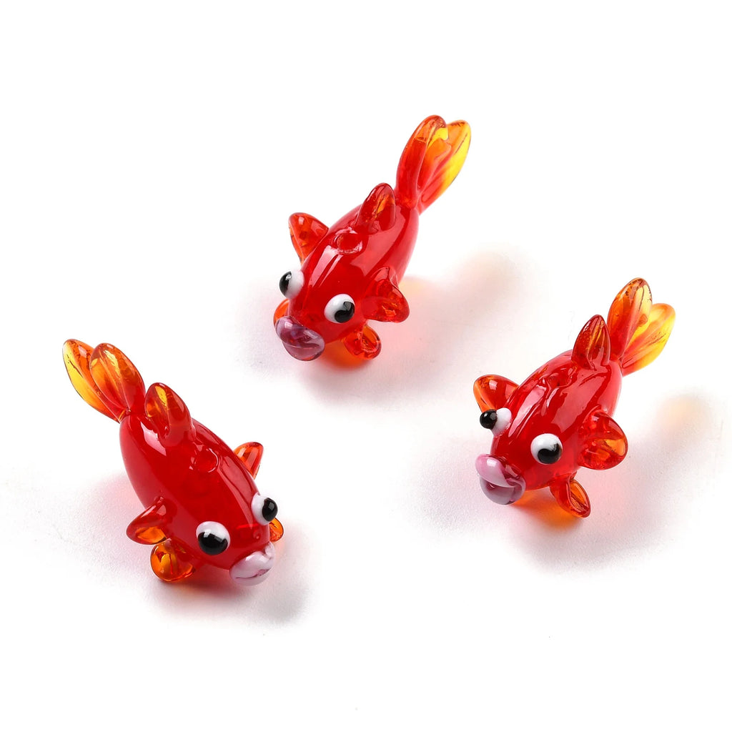 5Pcs Goldfish Lampwork Beads 3D Shape Multi-Color Glass Beads