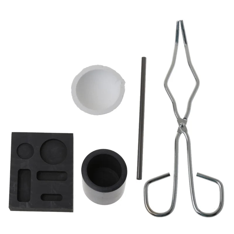 5Pcs Graphite Crucible Kits Silver Ingot Mold Jewelry Melting Tools Set