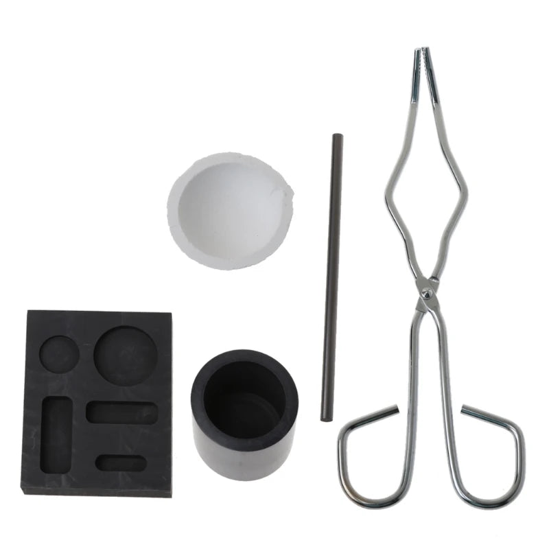 5Pcs Graphite Crucible Silver Ingot Mold Jewelry Melting Ingot Tools Set