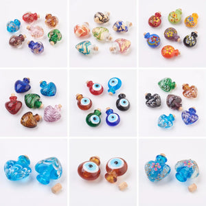 5Pcs Evil Eye Heart Glass Perfume Bottle Pendant Charm Necklace DIY Jewelry