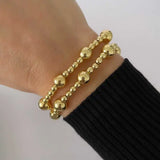 5Pcs Plated Beads Bracelets Copper Ball Beaded Stretch Bracelet BOHO Jewelry