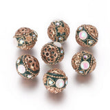 5Pcs Rhinestone Brass Round Beads for DIY Jewelry Making