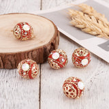 5Pcs Rhinestone Brass Round Beads for DIY Jewelry Making