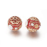 5Pcs Rhinestone Brass Round Beads for DIY Jewelry Making
