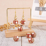 5Pcs Rhinestone Brass Round Beads for DIY Jewelry Making
