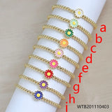 5Pcs Brass Beads Enamel Sun Flower Charm Bracelet Girl