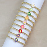 5Pcs Brass Beads Enamel Sun Flower Charm Bracelet Girl