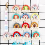 5Pcs Cotton Rope Rainbow Beads Tassels Boho Pendants Keychain Accessories