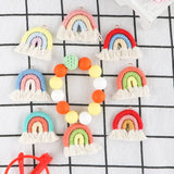 5Pcs Cotton Rope Rainbow Beads Tassels Boho Pendants Keychain Accessories
