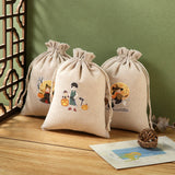 5Pcs Happy Halloween Drawstring Cotton Bags 10x14 13x18cm Pouch Bracelets