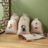 5Pcs Happy Halloween Drawstring Cotton Bags 10x14 13x18cm Pouch Bracelets