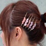 5Pcs Crystal Hair Clip Natural Stone Barrettes Bridal Wedding Headwear