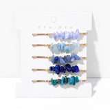 5Pcs Crystal Hair Clip Natural Stone Barrettes Bridal Wedding Headwear