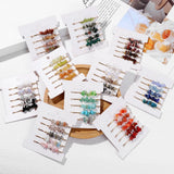 5Pcs Crystal Hair Clip Natural Stone Barrettes Bridal Wedding Headwear