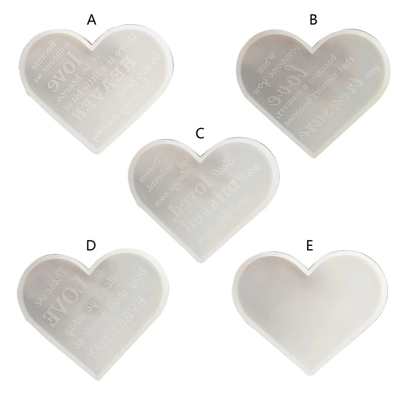 5Pcs Heart Photo Frame Drop Glue Molds Love Wall Decoration Silicone Mold