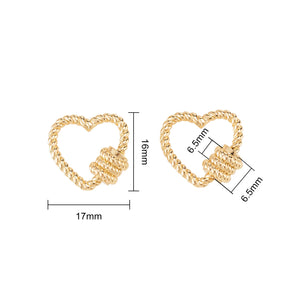 5Pcs Heart Shape Brass Screw Carabiner Lock Charms Clasp Keychain Clip Hook