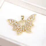 5Pcs CZ Pave Butterfly Charms, Dainty Necklace Pendant