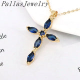 5Pcs Colorful CZ Cross Charm Pendant Necklace Hip Hop Jewelry Gift