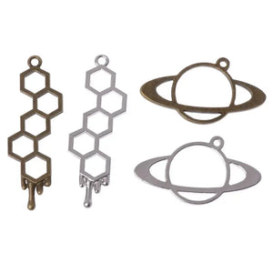 5Pcs Honeybee Planet UV Frame Pendant Metal Frame Jewelry Charms