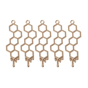 5Pcs Honeybee Planet UV Frame Pendant Metal Frame Jewelry Charms