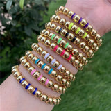5Pcs Plated Copper Beads Bracelet Colorful Enamel Ball High Jewelry