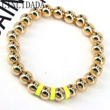 5Pcs Plated Copper Beads Bracelet Colorful Enamel Ball High Jewelry