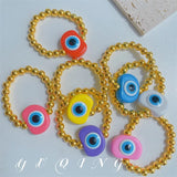 5Pcs Resin Evil Eyes Bracelets 18K Plated Bead Bracelet Women Jewelry