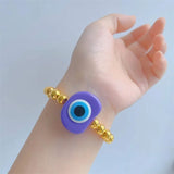 5Pcs Resin Evil Eyes Bracelets 18K Plated Bead Bracelet Women Jewelry